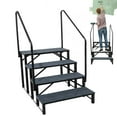 thumbnail image 1 of Xianers Outdoor RV Steps Handrails-Attached Outdoor RV Stairs 4 Step Ladder Adults Kids Outside Ladder Mobile Home Stairs for Swimming Pools Travel Trailer Caravan steady, 1 of 9