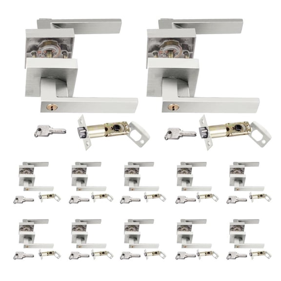 Xianers Passage Door Handle Heavy Duty Handlesets Metal Door Lever Lock Square Panel for Commercial Bathroom Bedroom Left or Right Handing approving