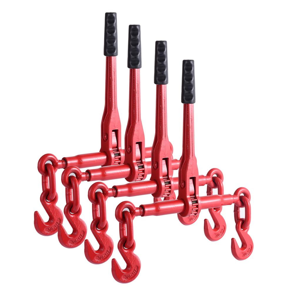 2 Pack 1/4" Ratchet Load Binders - Heavy Duty Ratcheting Chain Tie Downs For Trailers & Cargo