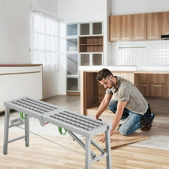 Xianers Scaffold Ladder ,Work Platforms ,Step Ladder Aluminum Work Platform Ladder Drywall Bench Heavy Duty Portable Work Platform Extra-large Folding Step Bench Ladder 330lbs