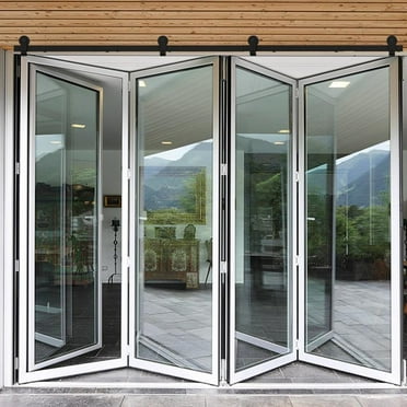 Xianers Sliding Door Hardware Kit Barn Door Track and Hardware Kit 58 Inches Bi-Folding Sliding Door Guide Rail Set Closet Rail Roller Accessory admired