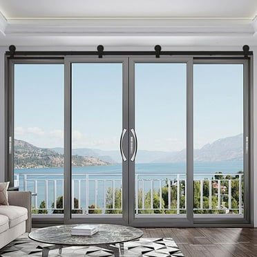 Xianers Sliding Door Kit T Shaped Sliding Barn Door Hardware Kit 58 Inches Bi-Folding Sliding Door Guide Rail Set Closet Rail Roller Accessory newcomer