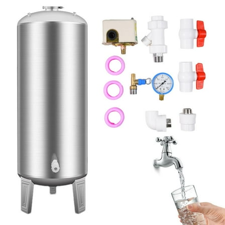 Xianers Stainless Steel Well Pressure Tank 160L Water Pressure Tanks Household Automatic Water Supply Vertical Water Storage Bladder Containers for Pressurized Water eco friendly
