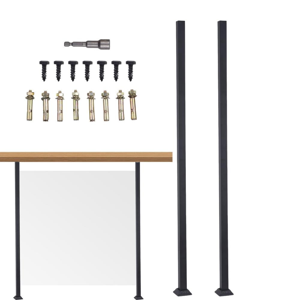 Xianers Deck Railing Post 2Pcs/set Black Metal Railing Post metal deck ...