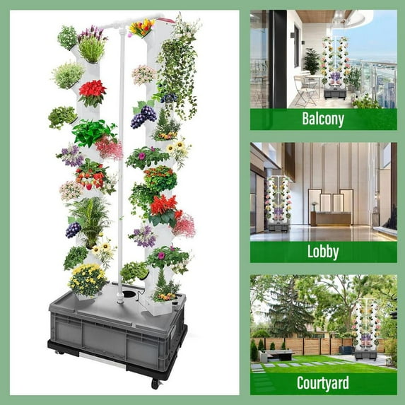 Xianers Tower Garden Hydroponic Growing System Outdoor Indoor Vertical Garden Farming Tower Germination Kit Hydroponic System Indoor Smart Garden Kit for Leafy Vegetables