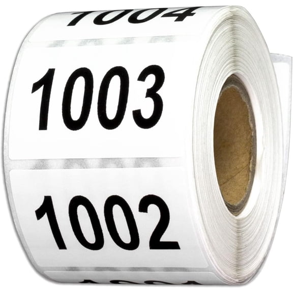 XiangJi 1001-1500 Consecutive Number Labels (1 x 1.5 inch, White - 1000 Labels) 1001 to 1500 Number Sequence Stickers for Inventory, Shipping, Distribution OR Manufacturing