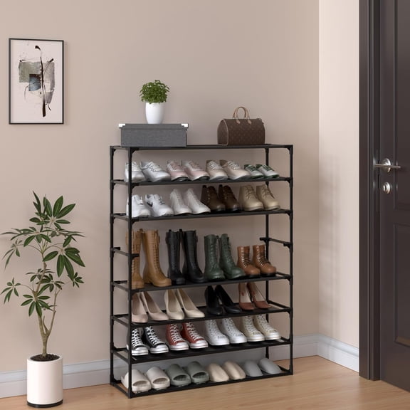 XiangJi 2 Pack Simple Trending 8 Tier Stackable Shoe Rack for Garage, Shoe Rack for Entrance Small Space for Dorm Shoe Racks