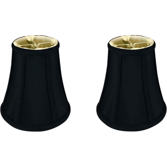 XiangJi Royal Designs, Inc. BSO-704FC-6BLK/GL-2 True Bell Basic Lamp Shade with Flame Clip, 3.5 x 6 x 6.25, Black with Gold, 2-Pack