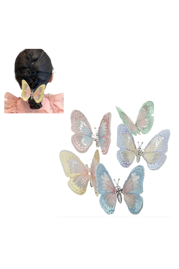 Butterfly Hair Clips, Multi-Color, 5 ct