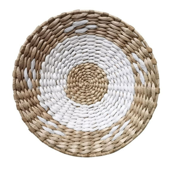 Xianxian Wall Blue Decoration Wall Basket Decor Boho Wall Hanging Decor Rattan Wall Decor Flat Round Wicker Woven Macrame Tapestry Wall Basket Serving Tray Art Handmade Set