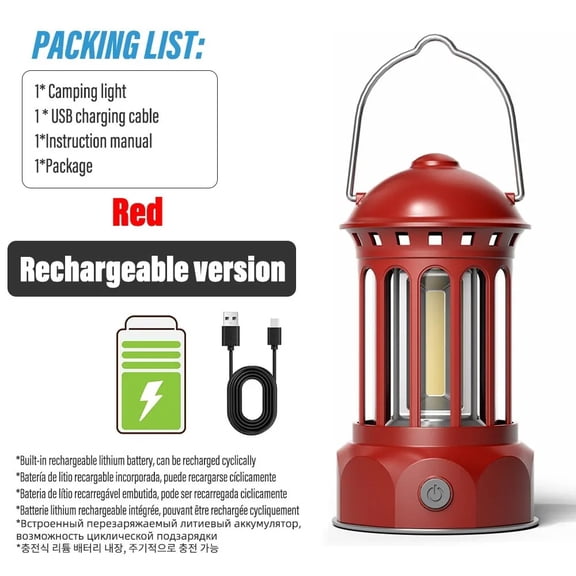 From Xiao Bei strict selection European Roman Pillar Vintage Camping Lantern Creative Atmosphere Flashlight Outdoor Lighting Lamp With Hook Warm White Light