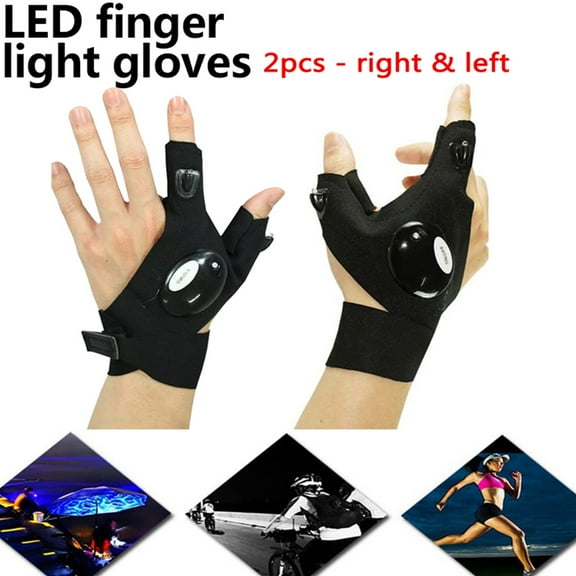 From Xiao Bei strict selection LED flashlight fishing  Magic Strap Fingerless Gloves  Waterproof Cycling Camping Hiking Rescue Glove Lamp Lighting Gloves