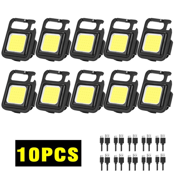 From Xiao Bei strict selection Mini Magnetic COB Keychain Light 1-10pcs Bright USB Rechargeable Flashlight 3 Light Modes Portable Folding Bracket Work Lamp