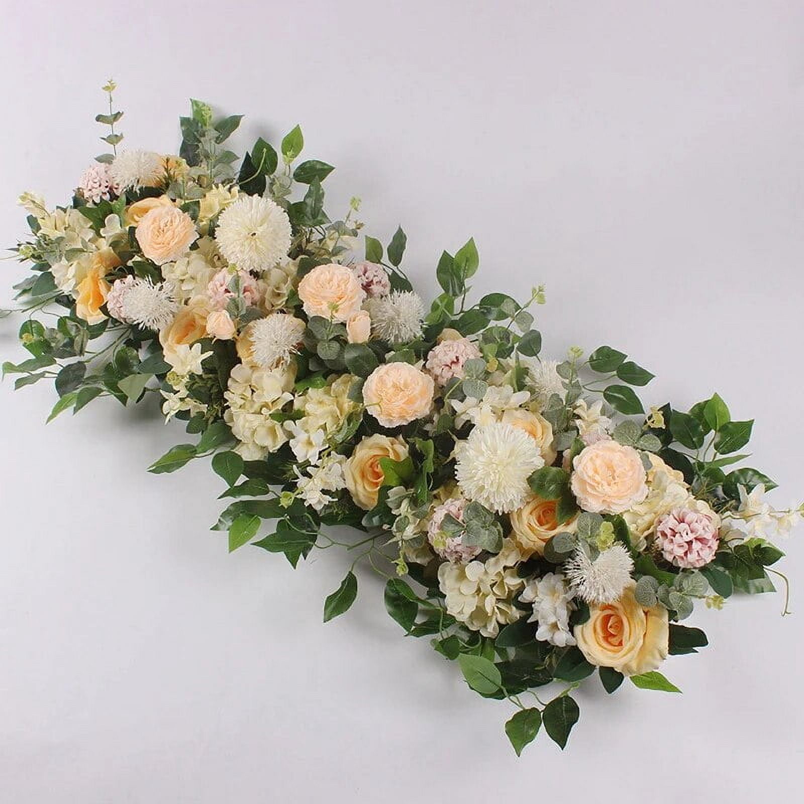 Xiao Hang 100cm Luxury White Rose Artificial Flower Row Wedding Table ...