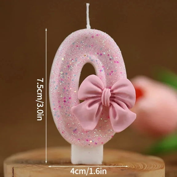 Xiao Hang New Number Cake Candle Pink Glitter Birthday Candle 1 2 3 4 5 6 7 8 9 3D Number Candle Cake Topper Birthday Party Cake Decor