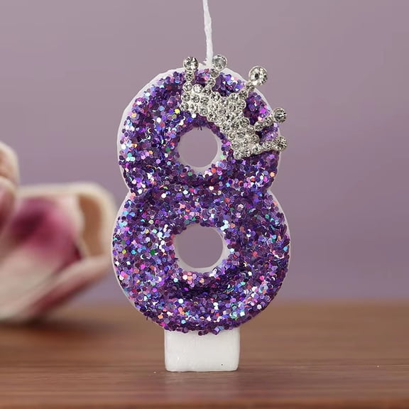 Xiao Hang New handmade production Purple crown Birthday Candles number 0-9 Princess cake decoration candles Anniversary Party decorations