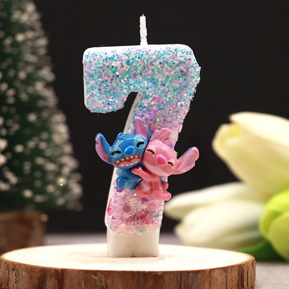 Xiao Hang Stitch fit cartoon two-color digital candle birthday party holiday decoration cute cake candle