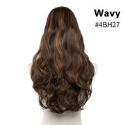 Xiao Hua 1 piece of U-shaped artificial wig, 24 inch long synthetic wavy wig, natural wave pre impregnated hair line wig, hair clip integrated wig, used for daily hair styling, A10
