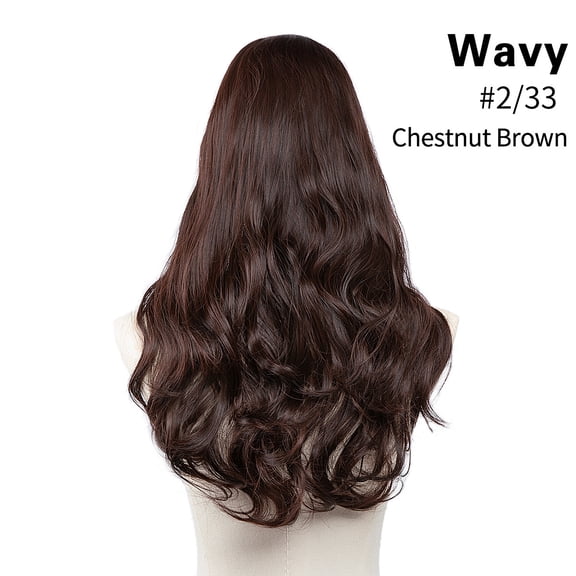 Xiao Hua 1 piece of U-shaped artificial wig, 24 inch long synthetic wavy wig, natural wave pre impregnated hair line wig, hair clip integrated wig, used for daily hair styling, A13