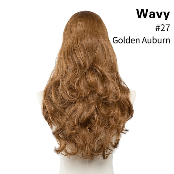 Xiao Hua 1 piece of U-shaped artificial wig, 24 inch long synthetic wavy wig, natural wave pre impregnated hair line wig, hair clip integrated wig, used for daily hair styling, A15