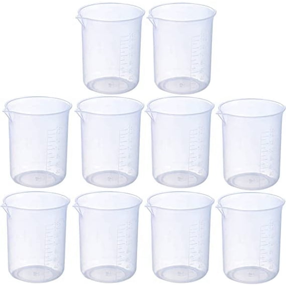 Xiao Hua 10 PCS 150ml Resin Mixing Cups, Liquid Measuring Cups, Plastic Beaker, Graduation Epoxy Resin Cups for Resin Epoxy Paint Food, Lab Use
