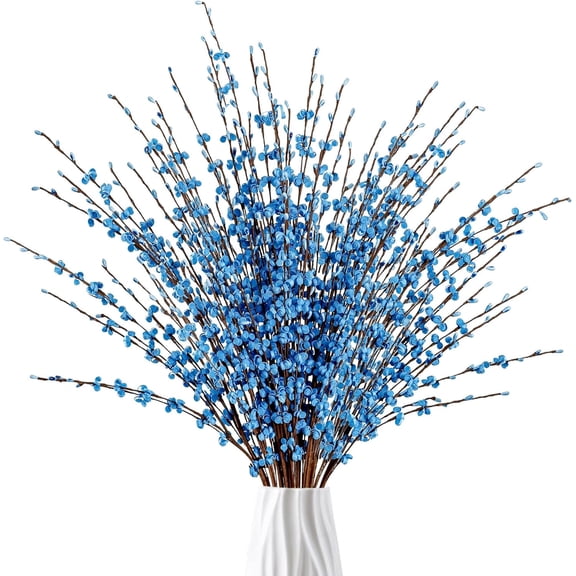 Xiao Hua 10 Pcs 29.5 Long Artificial Jasmine Flowers Tall Fake Flower Bouquet Faux Jasmine Plants Dry Branches(Light Blue)