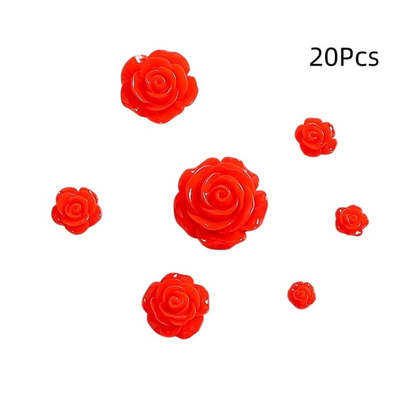 Xiao Hua 10 pieces of Red simulated resin camellia flowers, diameter 1.06 inches, 3D flat bottom resin flower decoration, DIY hair accessories, nail art, phone case decorations