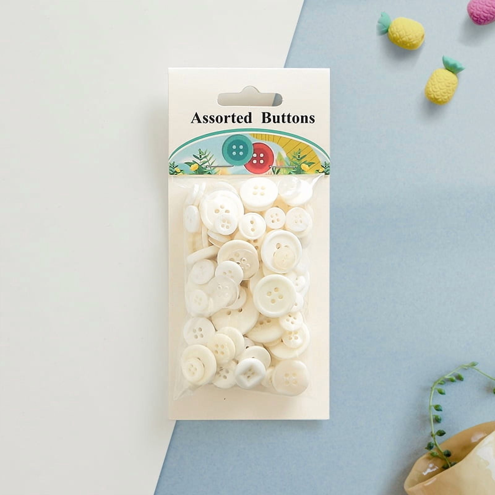 Xiao Hua 100-200Pcs white resin buttons -0.35in-1.18in various sizes of ...