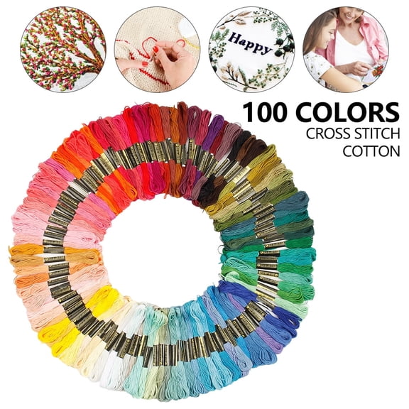 Xiao Hua 100 color embroidery thread set, suitable for hand embroidery craft, cross stitch thread, embroidery thread, sewing thread, crochet thread, suitable for adults and beginners, 1 set