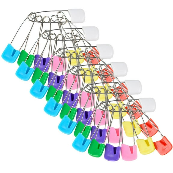 Xiao Hua 100 piece set large clothesline clip diaper clip suitable for adult women safety pin medium plastic steel baby safety pin, (color random)