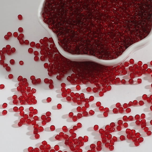 Xiao Hua About 1000 glass rice beads - solid color 2mm (0.08 inch) millet beads, bracelet, necklace, earring jewelry making kit, bead weaving and weaving DIY products, Deep Red