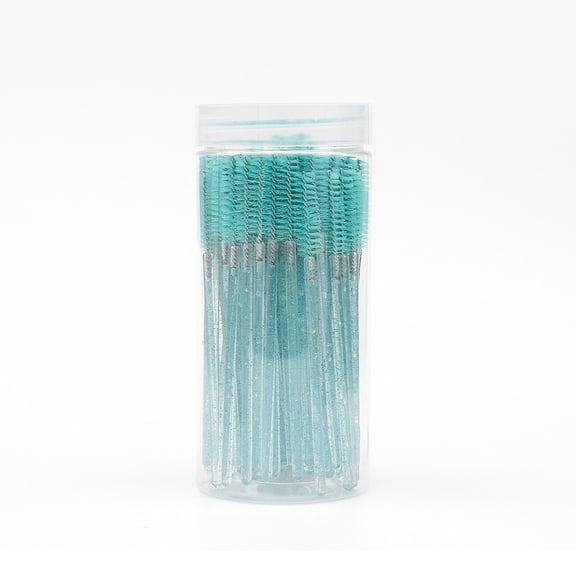 Xiao Hua 100Pcs Light Blue disposable eyelash brush, makeup eyebrow brush, crystal rod eyelash brush, 3.9in