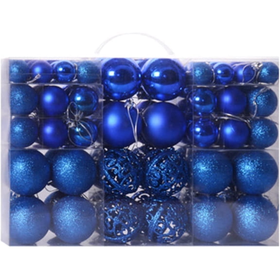 Xiao Hua 100ct Christmas Ball Assorted Pendant Shatterproof Ball Ornament Set Seasonal Decorations with Reusable Hand-Help Gift Boxes Ideal for Holiday Xmas Tree Decorations, (Blue, 100ct)