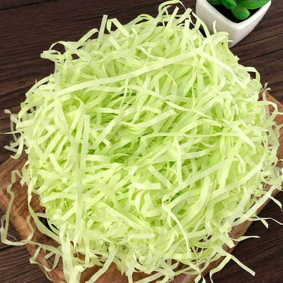 Xiao Hua 100g Lafite Grass Silk PaperCut Paper Shred Filler for Gift Wrapping Basket Filling Birthday Wedding Christmas Thanksgiving Mother's Day (Light Green)
