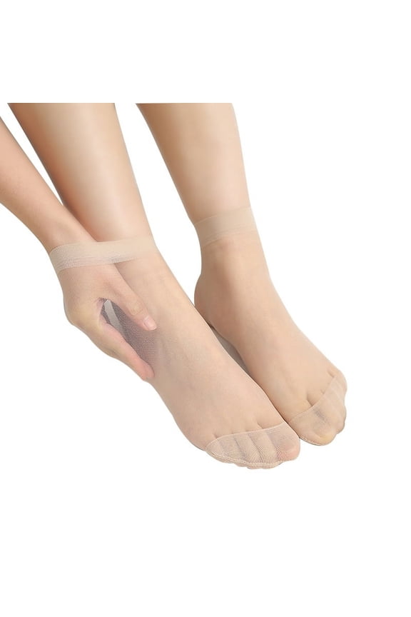 12 pairs of nylon ankle high transparent short stockings, nude color