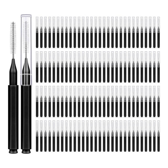 Xiao Hua 120Pcs interdental brush, braces cleaning brush, teeth cleaning tool spiral interdental brush, disposable interdental brush eyelash brush, black