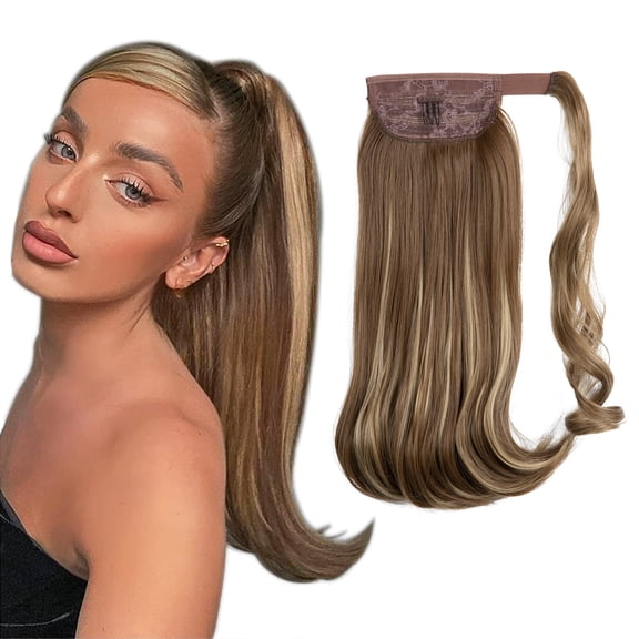 Xiao Hua 17 inch straight ponytail extension wig, 1 synthetic wig, wrapped ponytail extension, instant extension ponytail wig, suitable for daily use, A07
