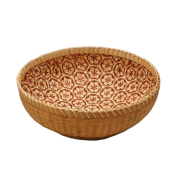 Xiao Hua 1Pcs Round Willow Fruit Basket, Kitchen Willow Weaving Bread Basket, Stackable Vine Weaving Meal Basket Set, Home Decoration, Medium, 8.66 * 3.14in