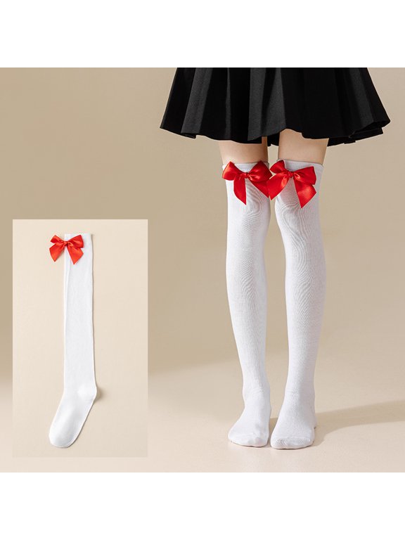 2 Pairs Of Bow Tie Knee High Socks, One Size Fits All, Elastic Long Tube Socks, Suitable For Daily Clothing, Role-Playing, Festivals, Parties, Style 21
