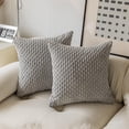 thumbnail image 1 of Xiao Hua 2-piece Light Grey corduroy decorative pillow cover, 16x16 inches, soft bohemian striped pillow cover, modern farmhouse style home decoration,, 1 of 4