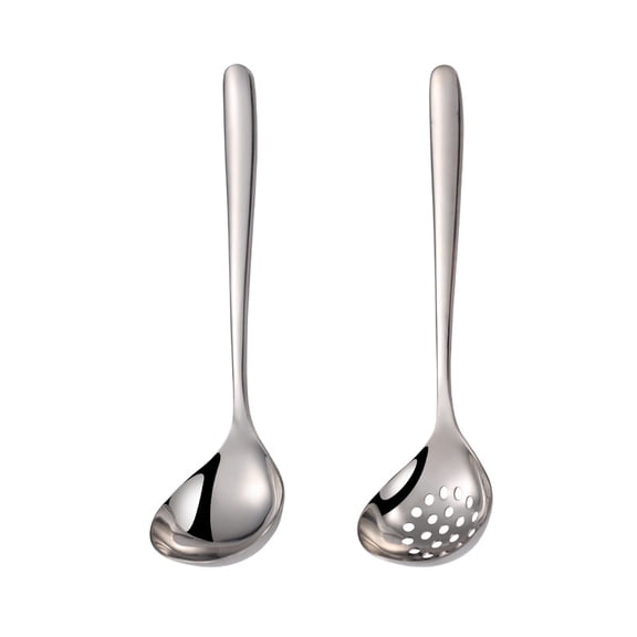 Xiao Hua 2-piece set of stainless steel cooking utensils, spoon+strainer, ergonomic handle, modern kitchen minimalism, daily household kitchen cooking utensils