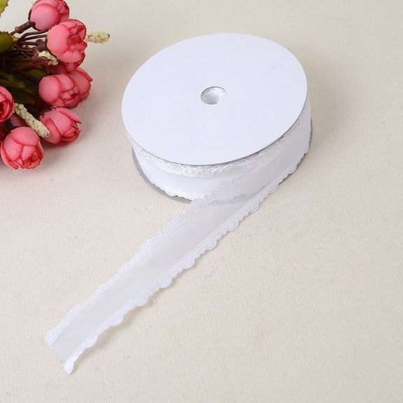 Xiao Hua 2 pieces of 0.98-inch wide and 20 yard long white transparent ribbons, flexible craft ribbons for DIY projects, elegant party decoration ribbons, durable craft transparent ribbons