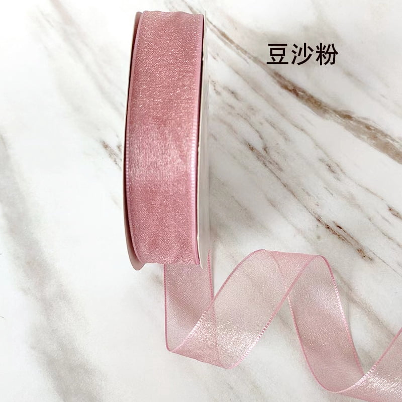 Xiao Hua 2 rolls dusty pink chiffon ribbon -0.98 inches wide, 50 yards ...