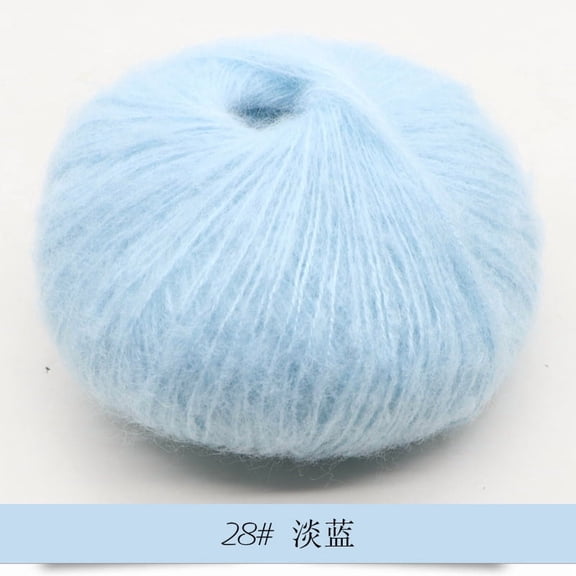 Xiao Hua 2 rolls of light blue soft mohair yarn -25g lightweight knitted yarn, elegant shawl yarn, and luxury yarn, suitable for handmade scarves and exquisite crafts