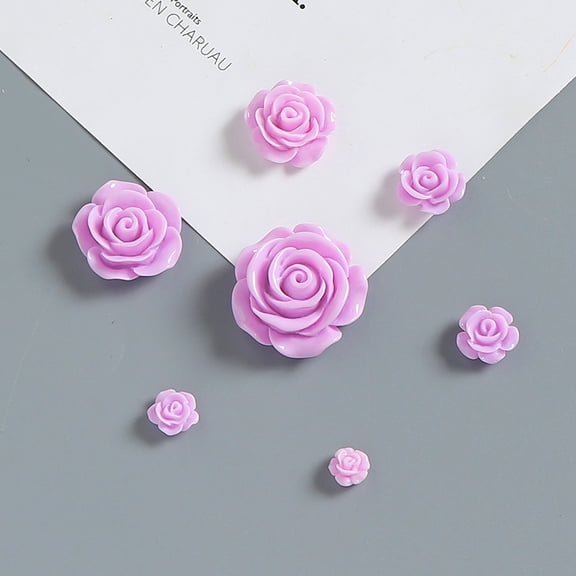 Xiao Hua 20 pieces of Light Purple simulated resin camellia flowers, diameter 0.55 inches, 3D flat bottom resin flower decoration, DIY hair accessories, nail art, phone case decorations