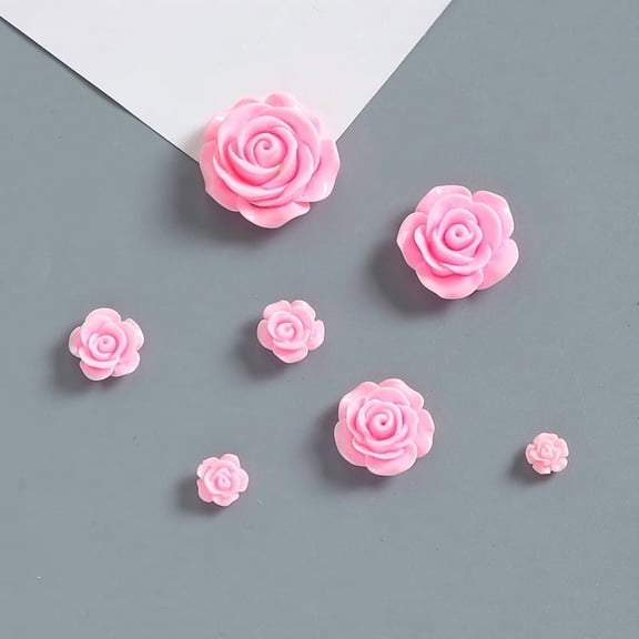 Xiao Hua 20 pieces of Pink simulated resin camellia flowers, diameter 0.39 inches, 3D flat bottom resin flower decoration, DIY hair accessories, nail art, phone case decorations
