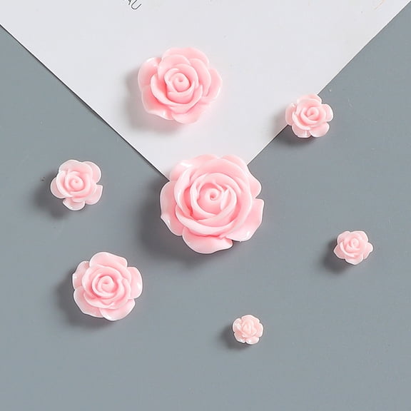 Xiao Hua 20 pieces of light pink simulated resin camellia flowers, diameter 0.31 inches, 3D flat bottom resin flower decoration, DIY hair accessories, nail art, phone case decorations