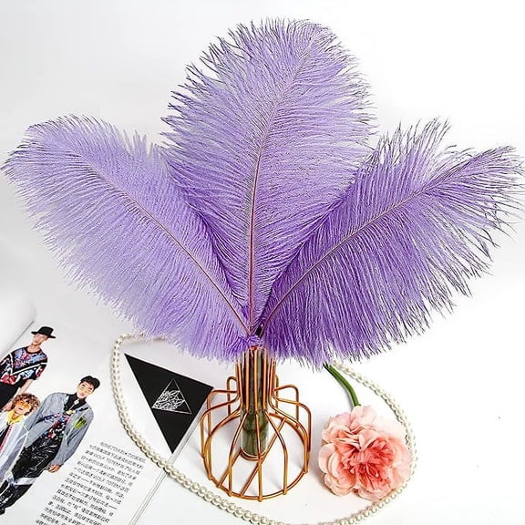 Xiao Hua 24pcs Lavender Ostrich Feathers Natural Bulk 10-12Inch 25cm-30cm for Wedding Party Centerpieces Easter Gatsby and Home Decorate Ostrich Feathers