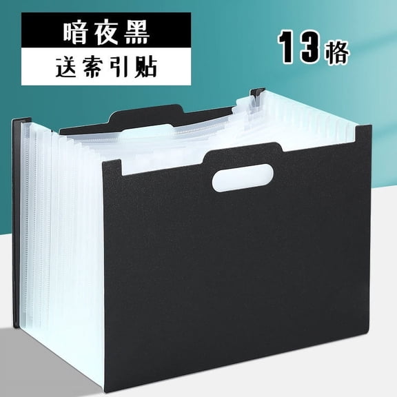 Xiao Hua 2Pcs Extended File Rack Folder Stand A4 Mini File Manager Magazine Basket Desktop 13 Pocket File Rack with Handle, Suitable for Office Storage, Black