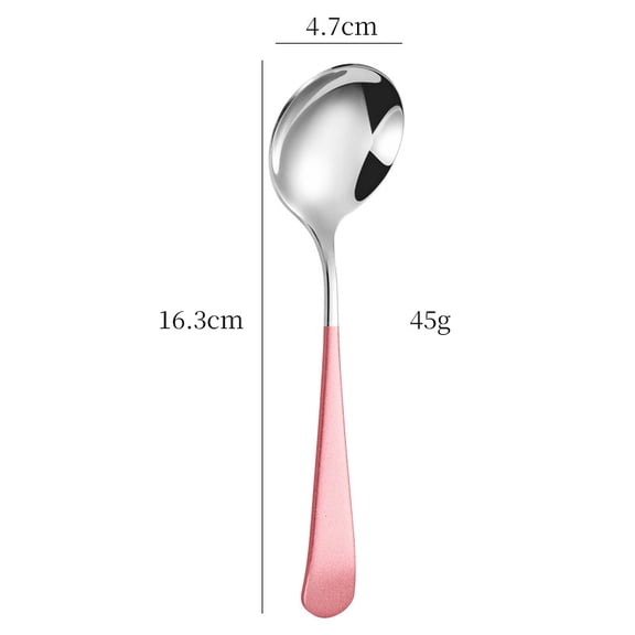 Xiao Hua 2Pcs Silver+Pink color blocked stainless steel spoons, 6.42 * 1.85 inch smooth edged tableware, daily family dining tableware, holiday dinner service and catering supplies